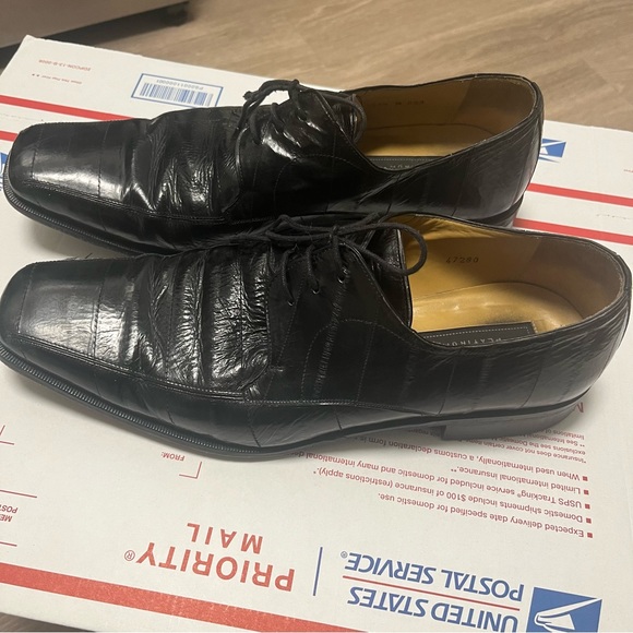 Mezlan Shoes Mezlan Platinum Dinan Eel Skin Black Mens Dress Shoes